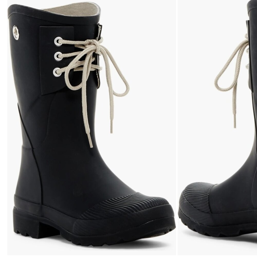 NWT Nomad Kelly Lace-Up Rainboots in Black